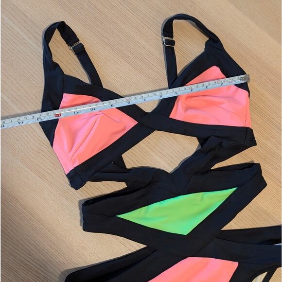 Agent Provocateur Mazzy Swimsuit Womens AP 3/US 6 Green/Pink One Piece Bandage - Picture 7 of 11